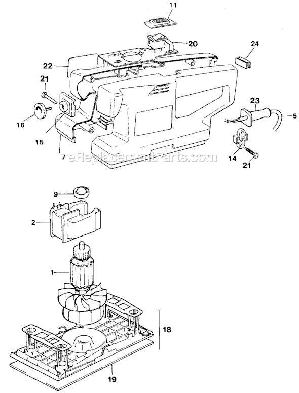 Page A Diagram and Parts List for 7454 Type 2 Black and Decker Sander Polisher